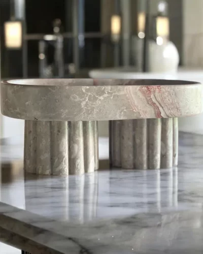 Unique HandCarved Marble CenterPiece , a Touch of luxury masterpiece , Marble Bowl , Catch-All ,Tray , one of a kind marble sculpture