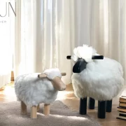 Sheep Stool , Large Lamb Chair , Handmade Wooden Sheepskin stool A Playful Touch For Your Home| Authentic North African Shee