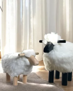 Sheep Stool , Large Lamb Chair , Handmade Wooden Sheepskin stool A Playful Touch For Your Home| Authentic North African Shee