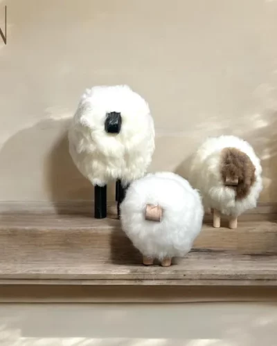 Handmade Sheep Figurines ; Handcrafted Authentic Sheep Wool with Premium Red Wood | Unique Handcrafted Sheep Statuette | Rare Find Crafts