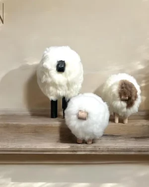 Handmade Sheep Figurines ; Handcrafted Authentic Sheep Wool with Premium Red Wood | Unique Handcrafted Sheep Statuette | Rare Find Crafts