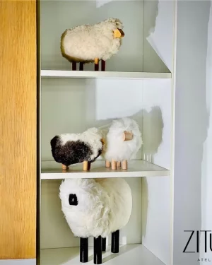 Handmade Sheep Figurines ; Handcrafted Authentic Sheep Wool with Premium Red Wood | Unique Handcrafted Sheep Statuette | Rare Find Crafts