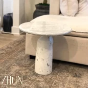 Sculptural Italian Calcutta & Gioia Marble Side Table – Handcrafted Side Table -A Modern Masterpiece .