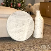 Sculptural Italian Calcutta & Gioia Marble Side Table – Handcrafted Side Table -A Modern Masterpiece .