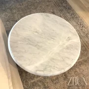Sculptural Italian Calcutta & Gioia Marble Side Table – Handcrafted Side Table -A Modern Masterpiece .