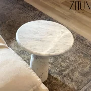 Sculptural Italian Calcutta & Gioia Marble Side Table – Handcrafted Side Table -A Modern Masterpiece .