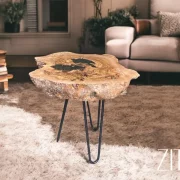 Handmade Olive Wood Live Edge Coffee table with Resin, Unique coffee table, Natural Olive Tree Solid Wood Side Table