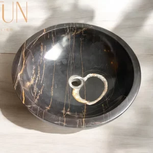 Handmade Marble Sink | Luxurious Noir Aziza handcrafted Sink | Unique Bathroom Vanity