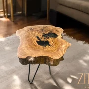 Handmade Olive Wood Live Edge Coffee table with Resin, Unique coffee table, Natural Olive Tree Solid Wood Side Table