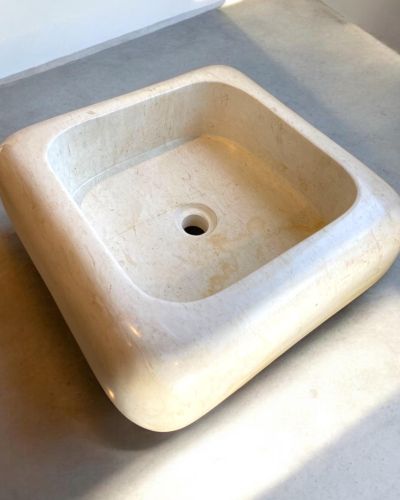 Sculptural Tunisian Gray Tala Marble Sink | Handmade Marble Sink | A Natural Masterpiece