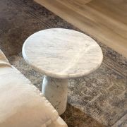Sculptural Italian Calcutta & Gioia Marble Side Table – Handcrafted Side Table -A Modern Masterpiece .