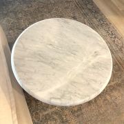 Sculptural Italian Calcutta & Gioia Marble Side Table – Handcrafted Side Table -A Modern Masterpiece .
