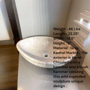 Sculptural Kadhel Marble Vessel Sink | Hand-Chiseled Bathroom Basin | Unique Luxurious Sculpted Bathroom Vanity