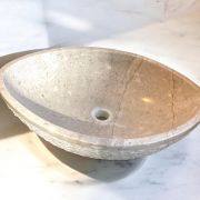 Sculptural Kadhel Marble Vessel Sink | Hand-Chiseled Bathroom Basin | Unique Luxurious Sculpted Bathroom Vanity