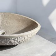 Sculptural Kadhel Marble Vessel Sink | Hand-Chiseled Bathroom Basin | Unique Luxurious Sculpted Bathroom Vanity