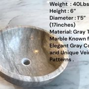 Vessel Sink | Handcrafted Gray Tala Marble |Unique Bathroom Vanity |Modern Minimalist