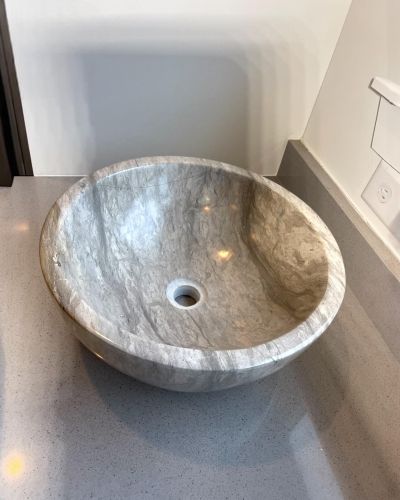 Vessel Sink | Handcrafted Gray Tala Marble |Unique Bathroom Vanity |Modern Minimalist