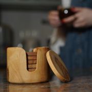 Handmade Olive Wood Coasters set – Unique Rustic saucer
