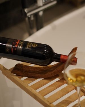 Handmade Olive Wood Wine Bottle Holder | Elegant Wine Display