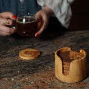 Handmade Olive Wood Coasters set – Unique Rustic saucer