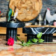 Unique Black Marble Centerpiece, Marble Bowl , Présentoir , Catch-All , Luxurious Marble Craft