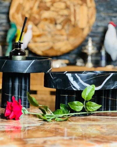 Unique Black Marble Centerpiece, Marble Bowl , Présentoir , Catch-All , Luxurious Marble Craft
