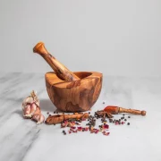 Rustic mortar Olive Wood Mortar and Pestle Set