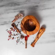 Rustic mortar Olive Wood Mortar and Pestle Set