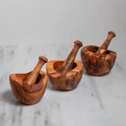 Rustic mortar Olive Wood Mortar and Pestle Set
