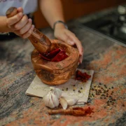 Rustic mortar Olive Wood Mortar and Pestle Set