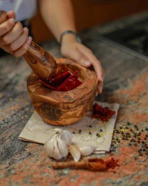 Rustic mortar Olive Wood Mortar and Pestle Set