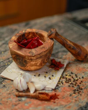 Rustic mortar Olive Wood Mortar and Pestle Set