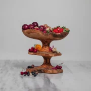Handmade Olive Wood Tiered Stand