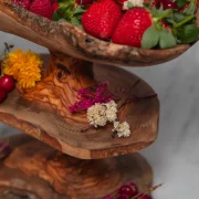 Handmade Olive Wood Tiered Stand