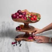 Handmade Olive Wood Tiered Stand